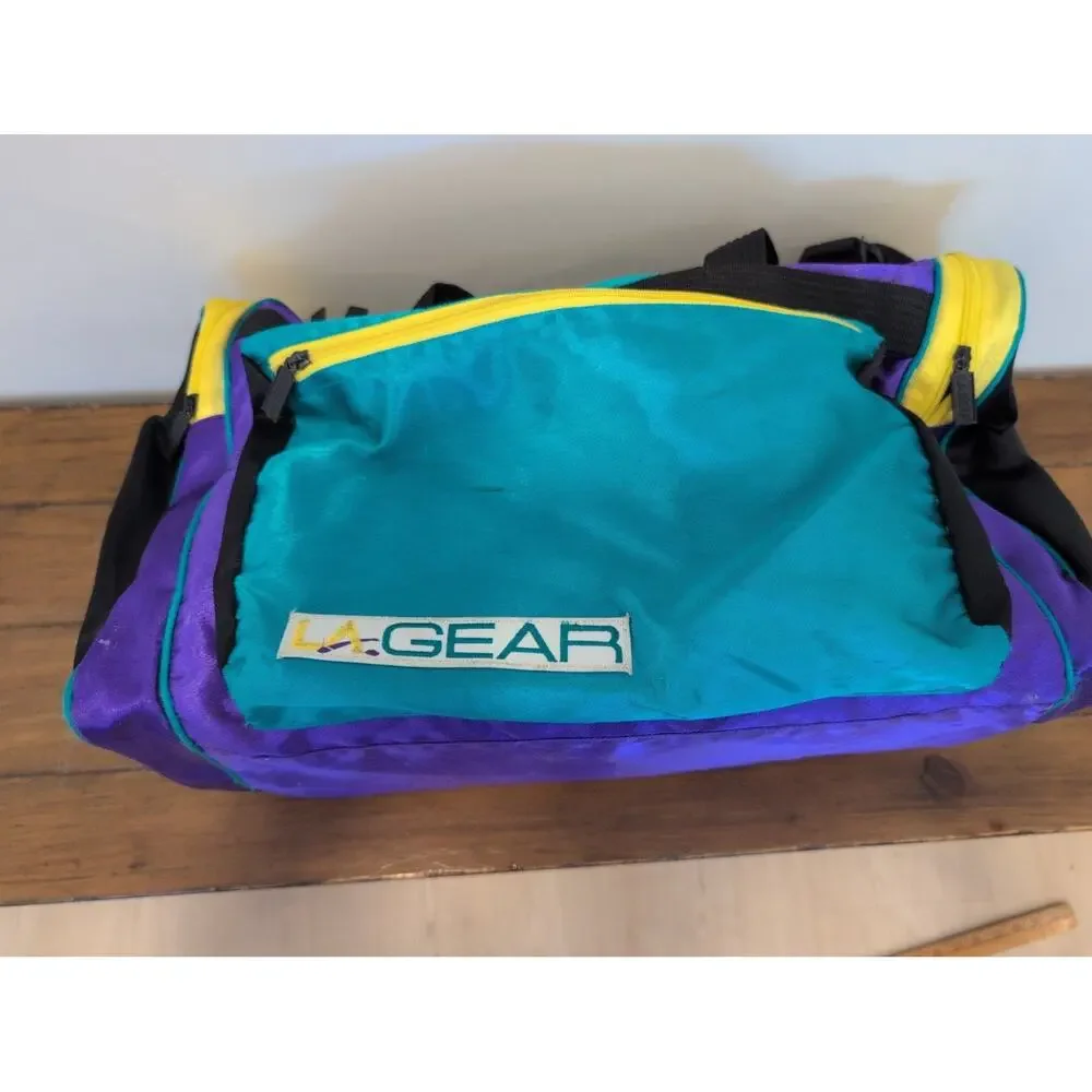 LA GEAR Vintage 80s 90s Retro Neon Gym Duffel Travel Bag